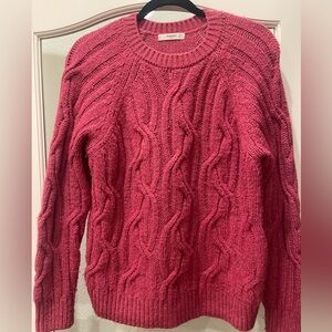 SOLD Mango Cable Knit Sweater - Deep Pink, Size US XS